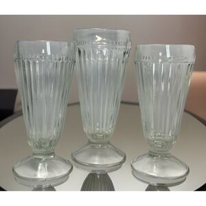 3 Veg‎  Jeanette Fountain Ice Cream Sundae Parfait Milk Shake Glasses RIBBED